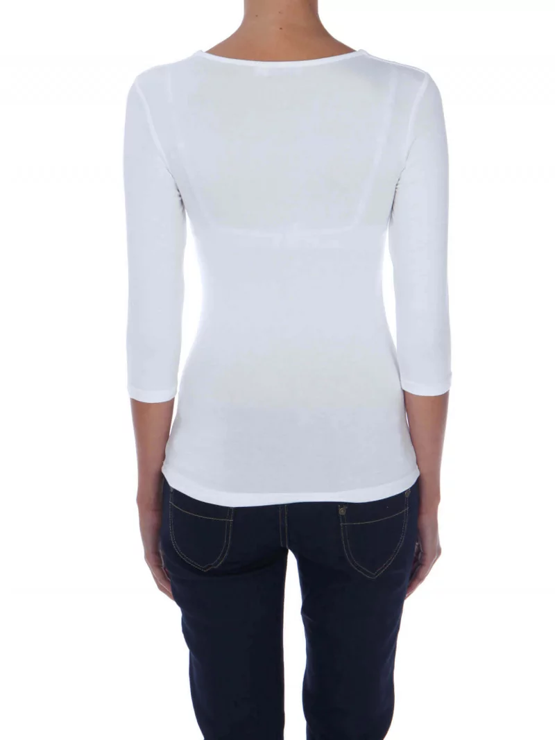 T-shirt femme col carré et manches trois quart en viscose stretch