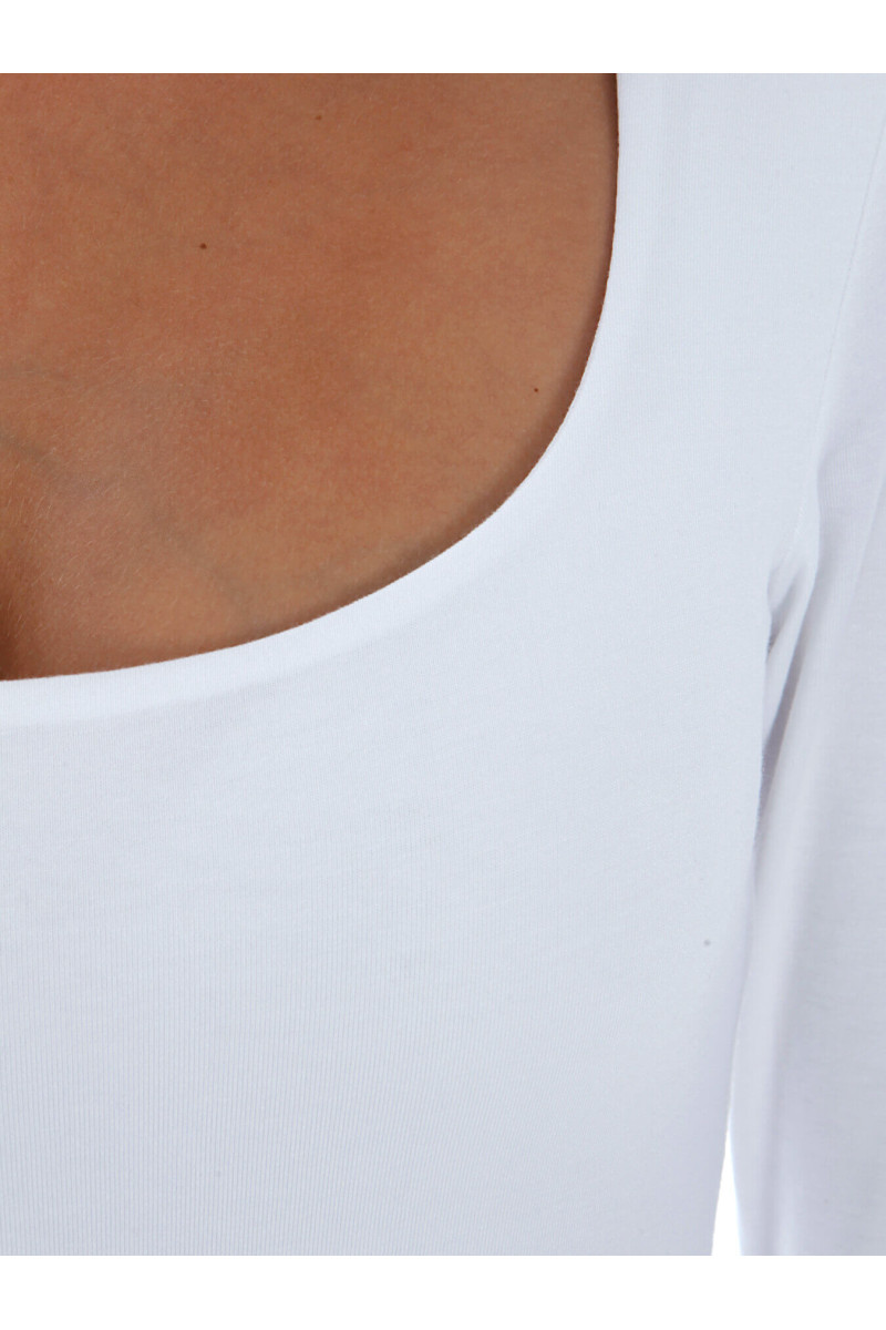 T-shirt femme col carré et manches trois quart en viscose stretch