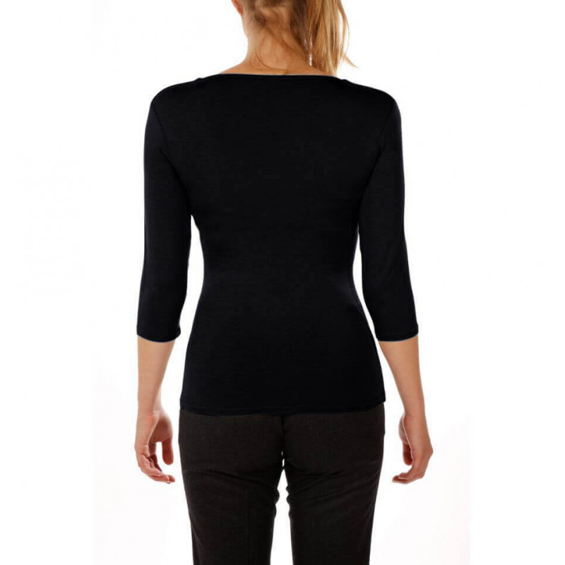 T-shirt woman's square neck 3/4 sleeve in viscose stretch