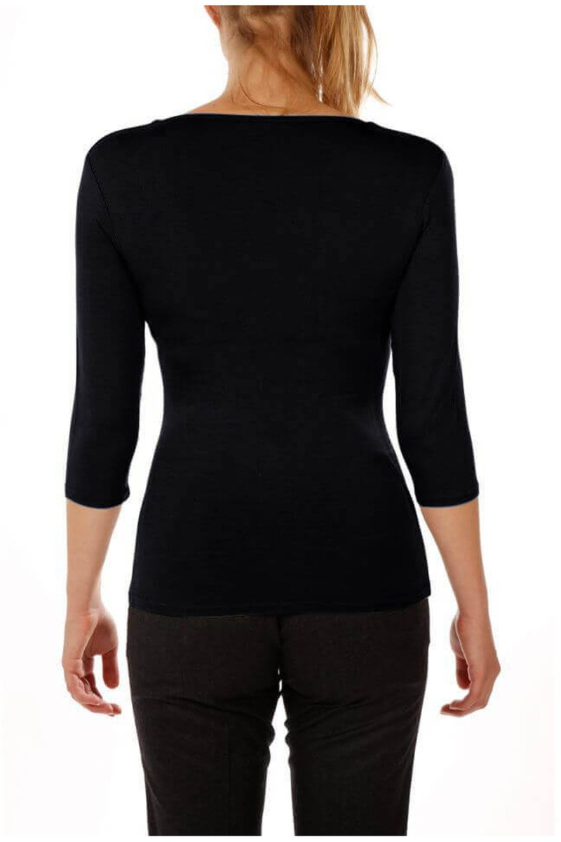 T-shirt femme col carré manches 3/4 en viscose stretch