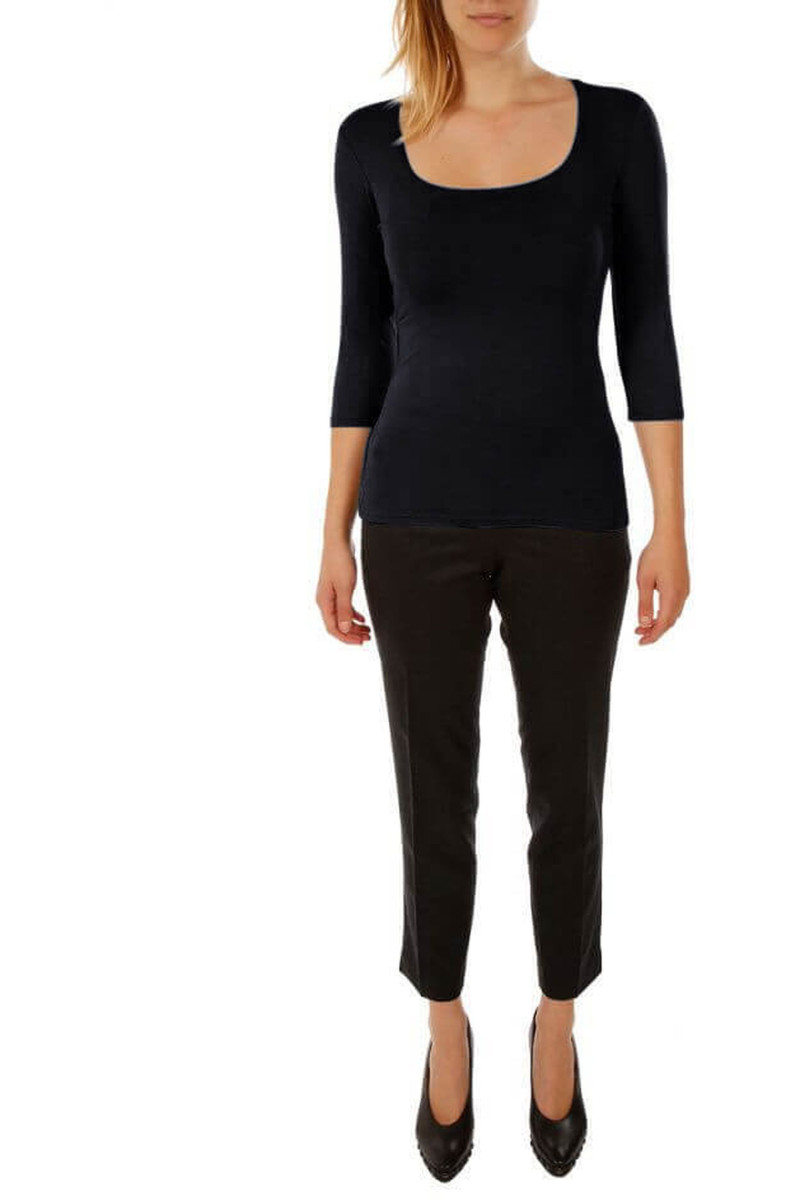 T-shirt femme col carré manches 3/4 en viscose stretch