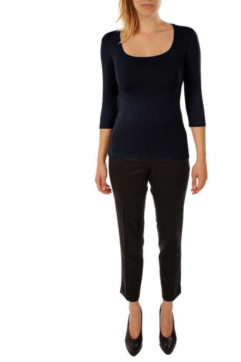 T-shirt col carré manches 3/4 en viscose stretch