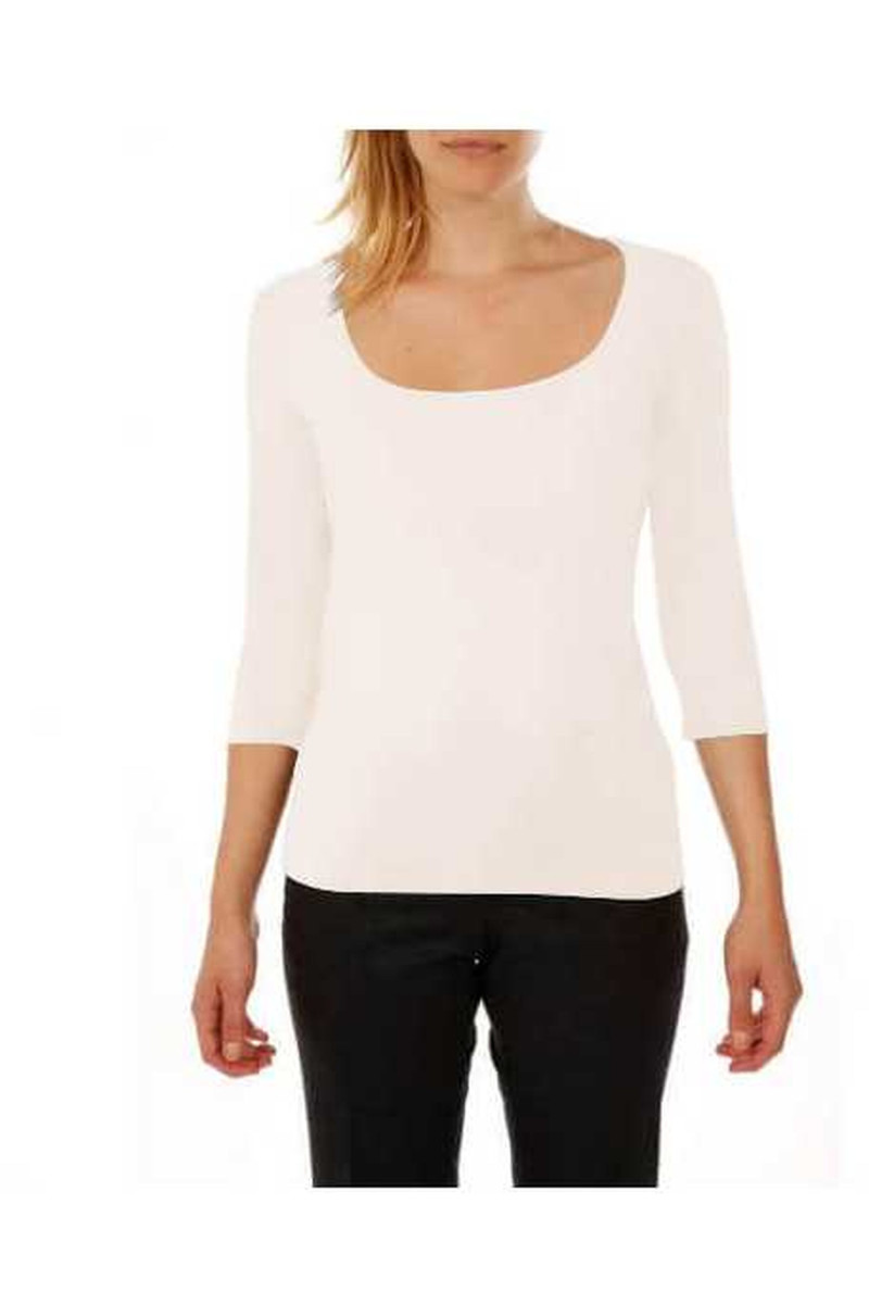 T-shirt square neck 3/4 sleeve in viscose stretch