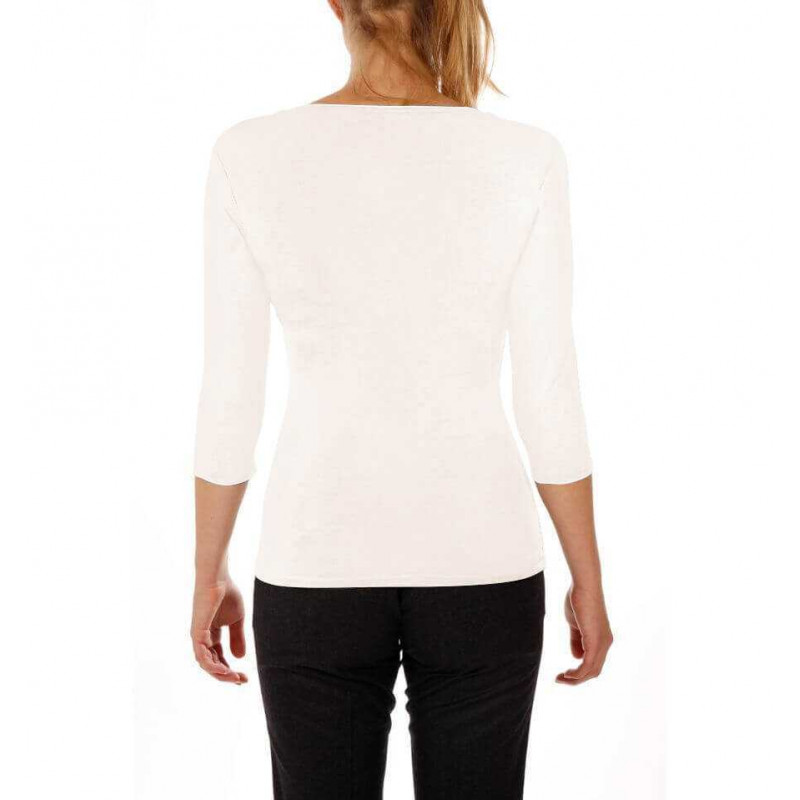 T-shirt square neck 3/4 sleeve in viscose stretch