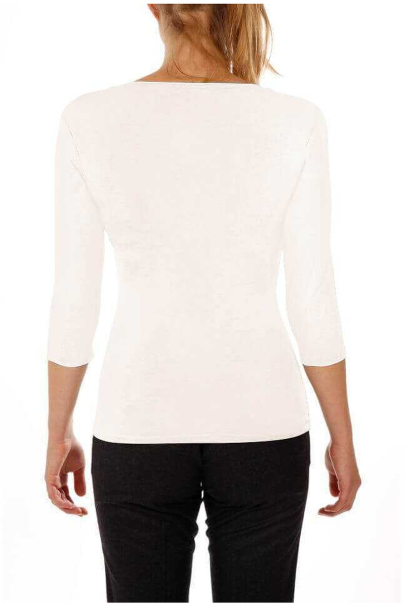 T-shirt square neck 3/4 sleeve in viscose stretch