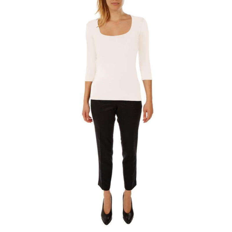 T-shirt square neck 3/4 sleeve in viscose stretch