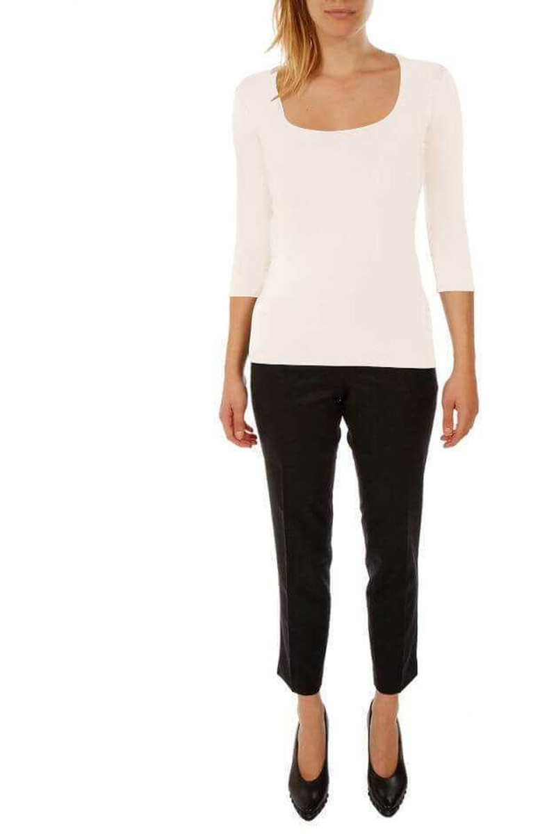 T-shirt square neck 3/4 sleeve in viscose stretch