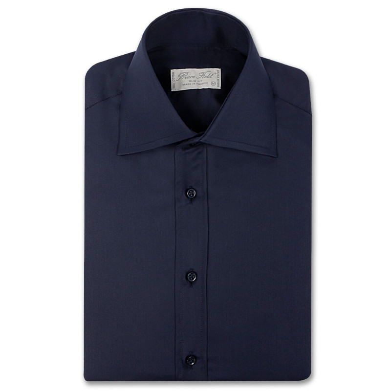Shirt man slim fit solid collar the top two buttons