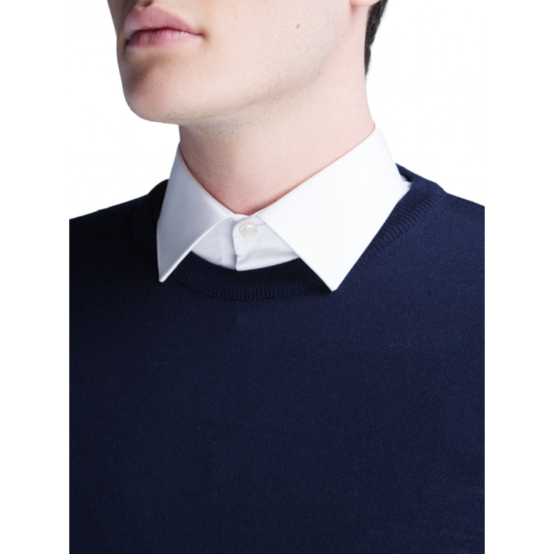 Mens sweater crew neck in pure merino wool