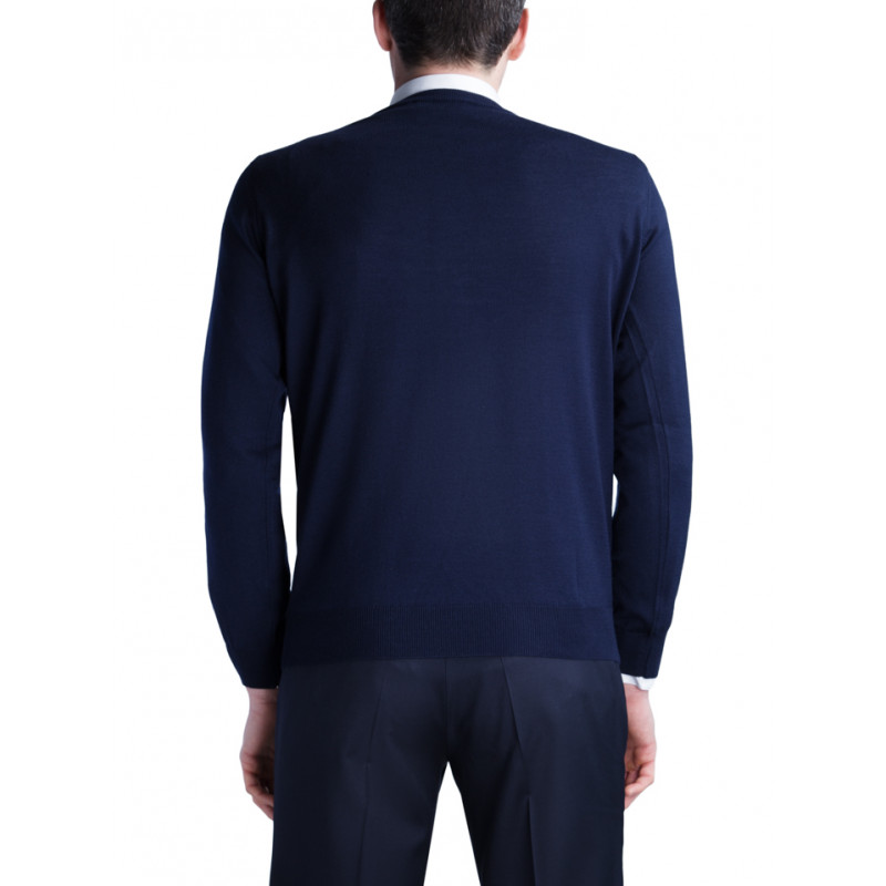 Mens sweater crew neck in pure merino wool