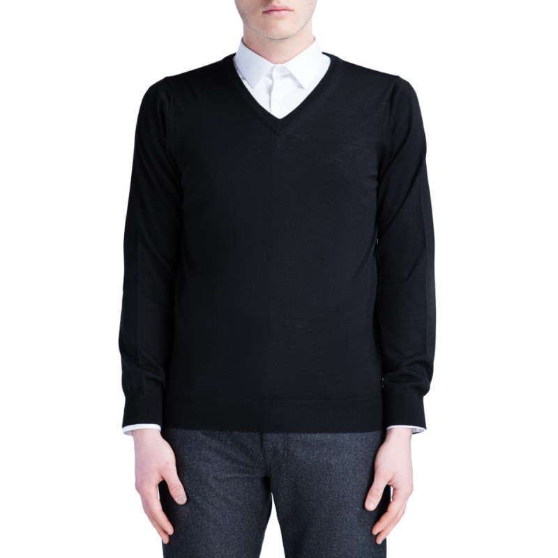 Pull homme col V 100% laine Mérinos extra fine