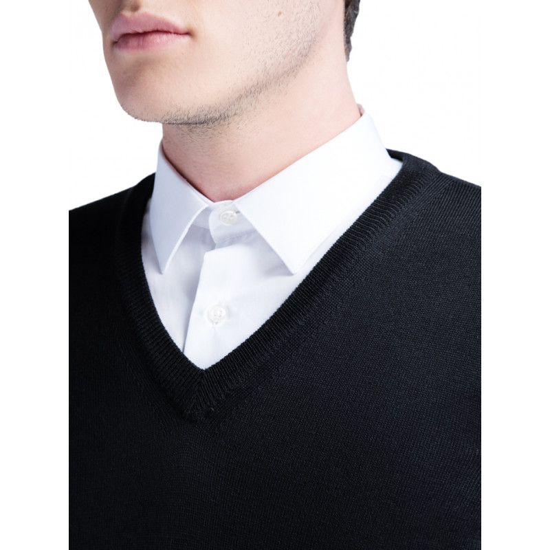 Pull homme col V 100% laine Mérinos extra fine