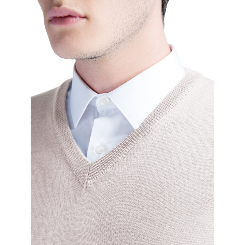Pull homme col V 100% laine Mérinos extra fine