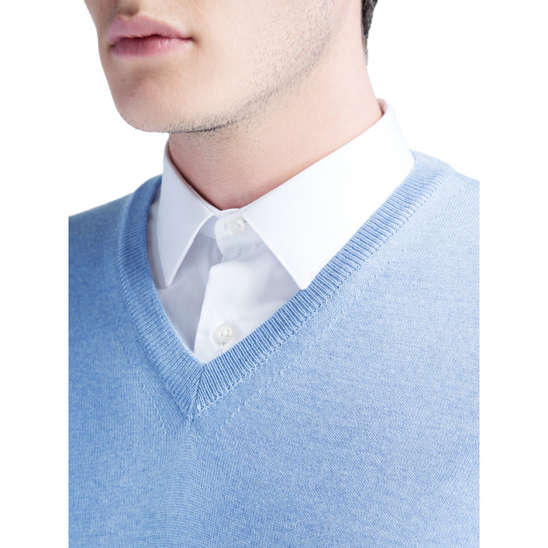 Pull homme col V 100% laine Mérinos extra fine