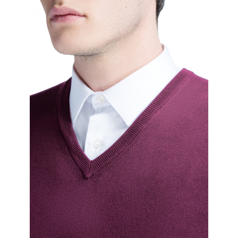 Pull homme col V 100% laine Mérinos extra fine