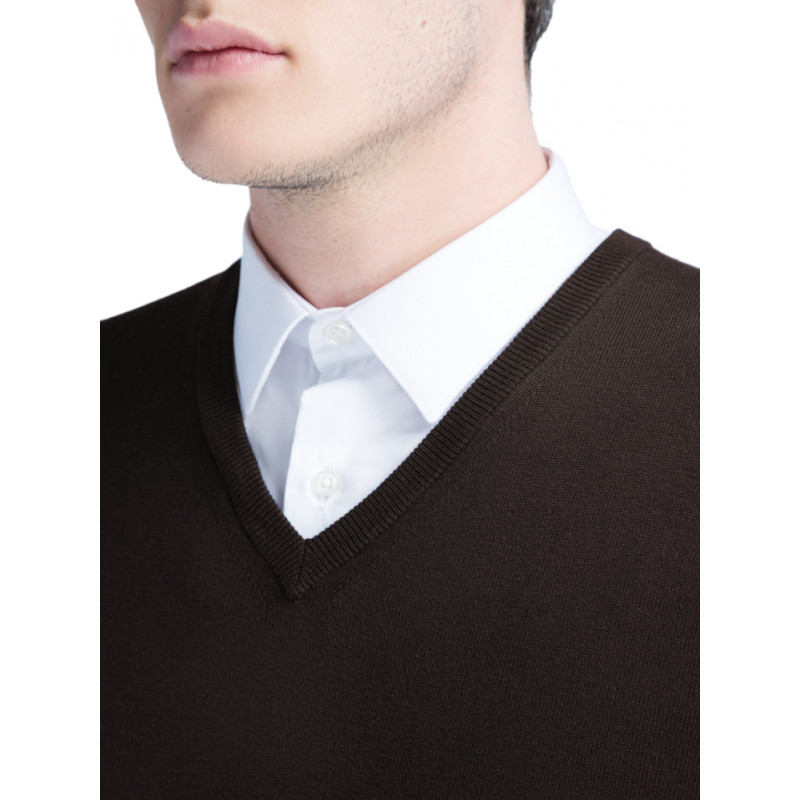 Pull homme col V 100% laine Mérinos extra fine
