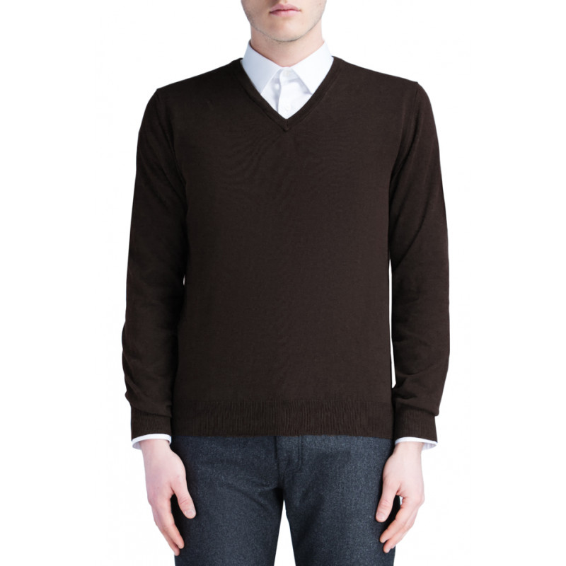 Pull homme col V 100% laine Mérinos extra fine