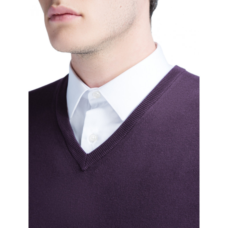 Pull homme col V 100% laine Mérinos extra fine