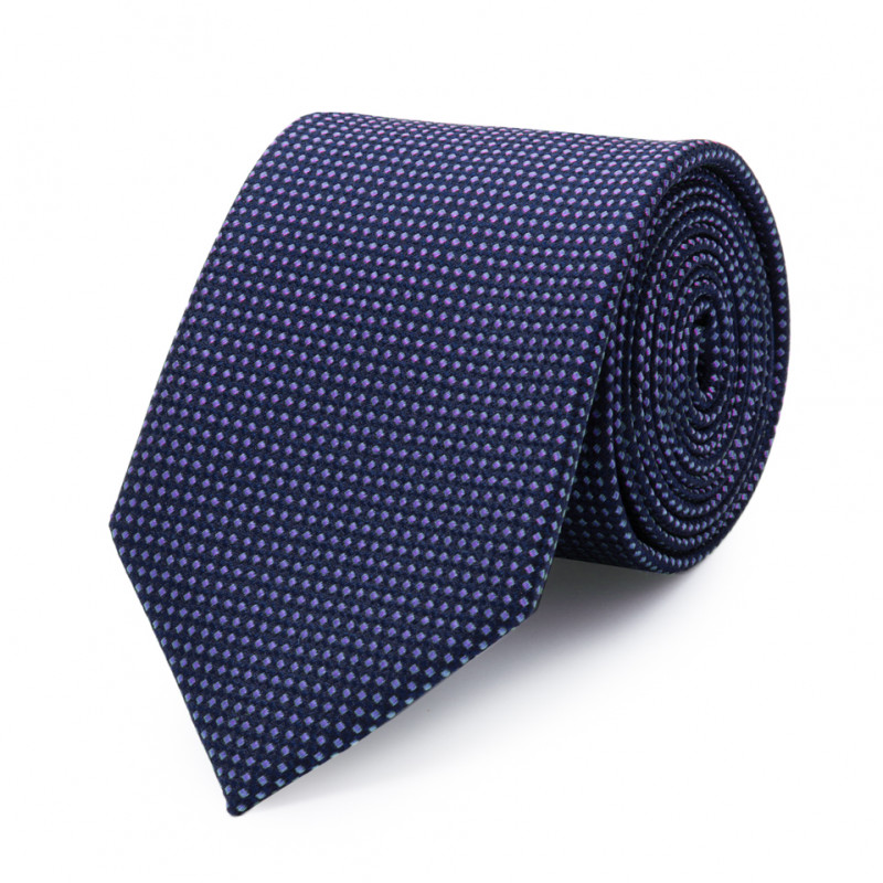 Tie in pure silk navy with colorful dots