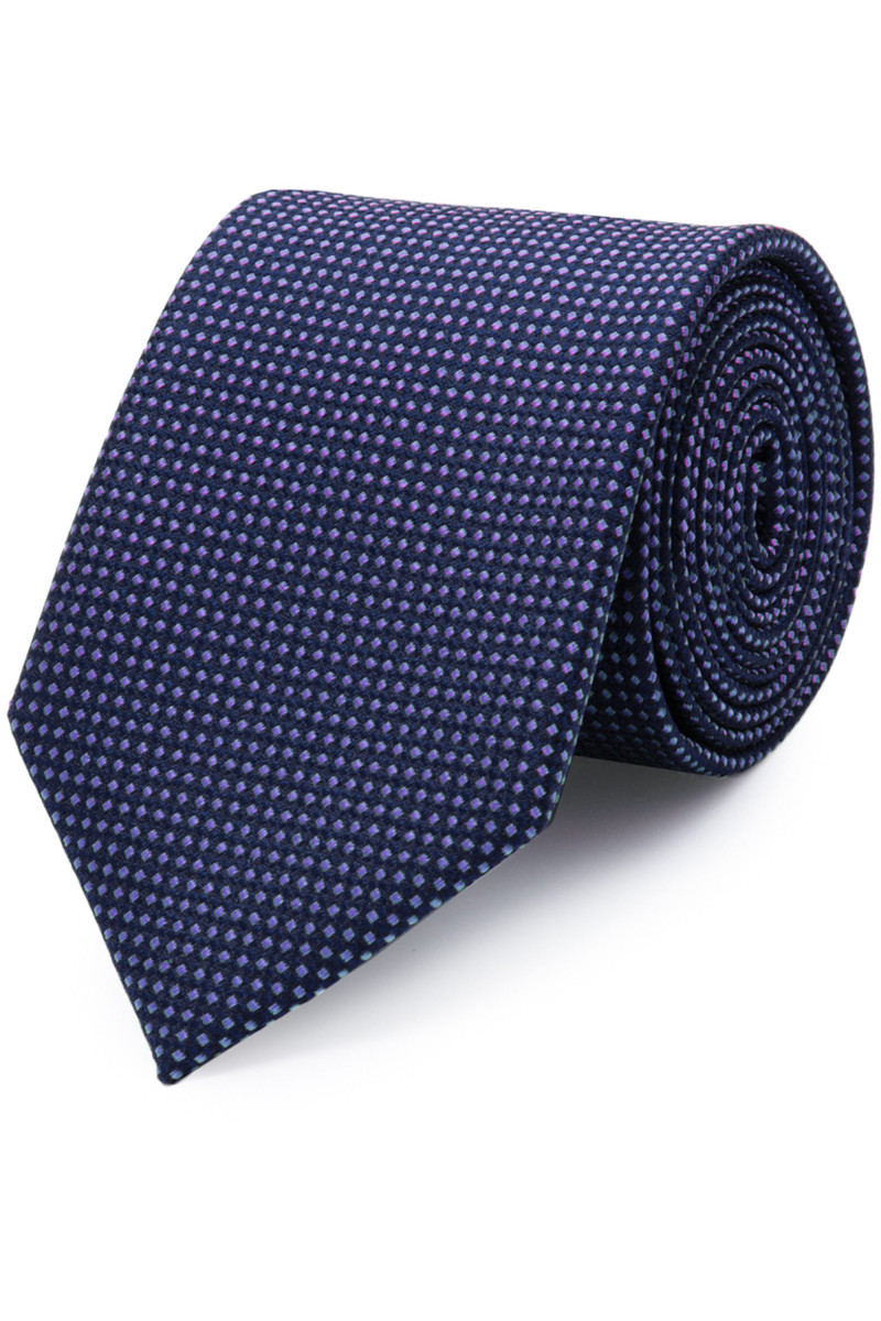 Tie in pure silk navy with colorful dots