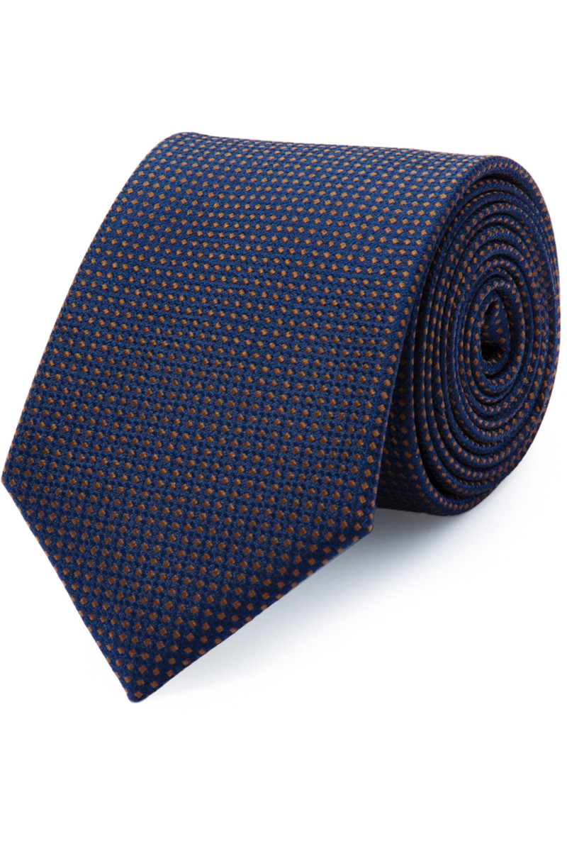 Tie in pure silk navy with colorful dots