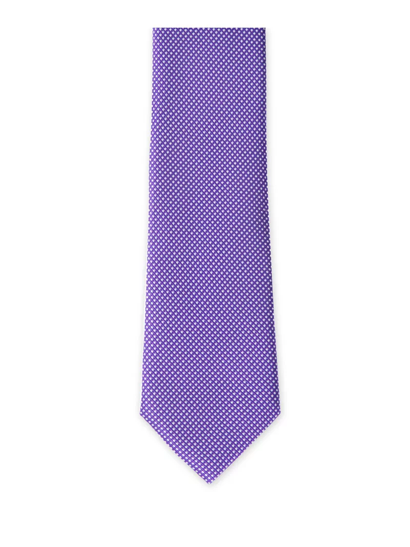 Tie in pure silk with motifs on a white background