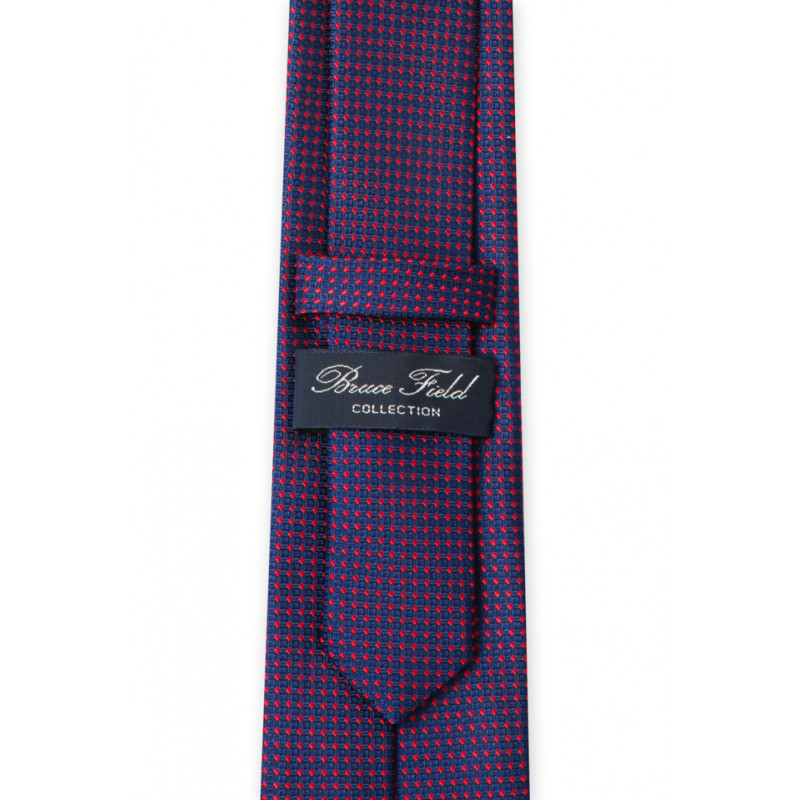 Tie in pure silk navy with red polka dots