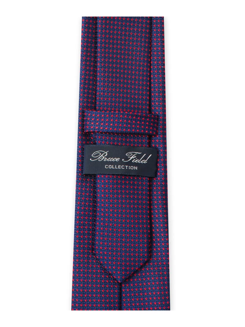 Tie in pure silk navy with red polka dots