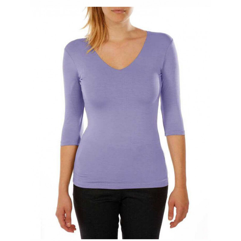 T-shirt V-neck 3/4 sleeve viscose stretch