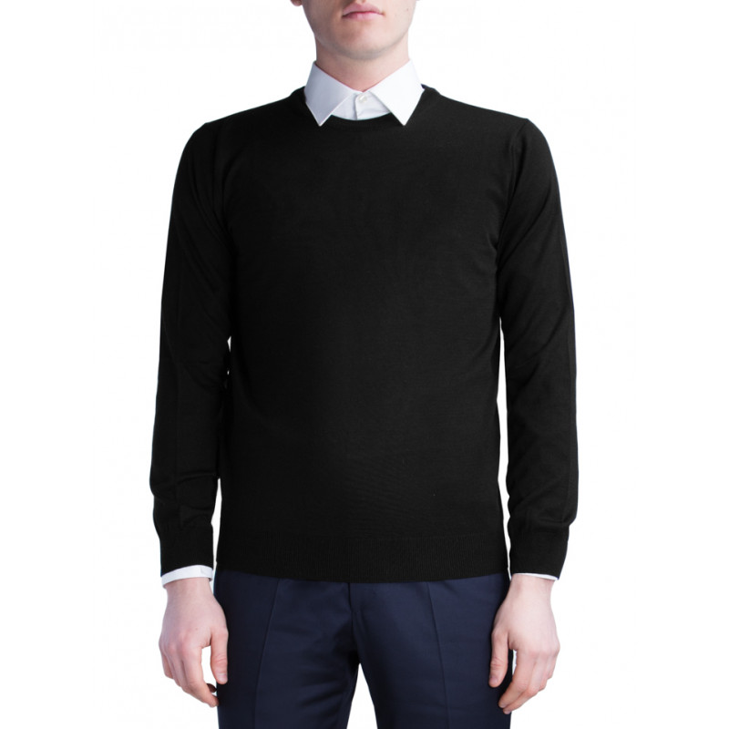 Pullover crew neck in pure merino wool