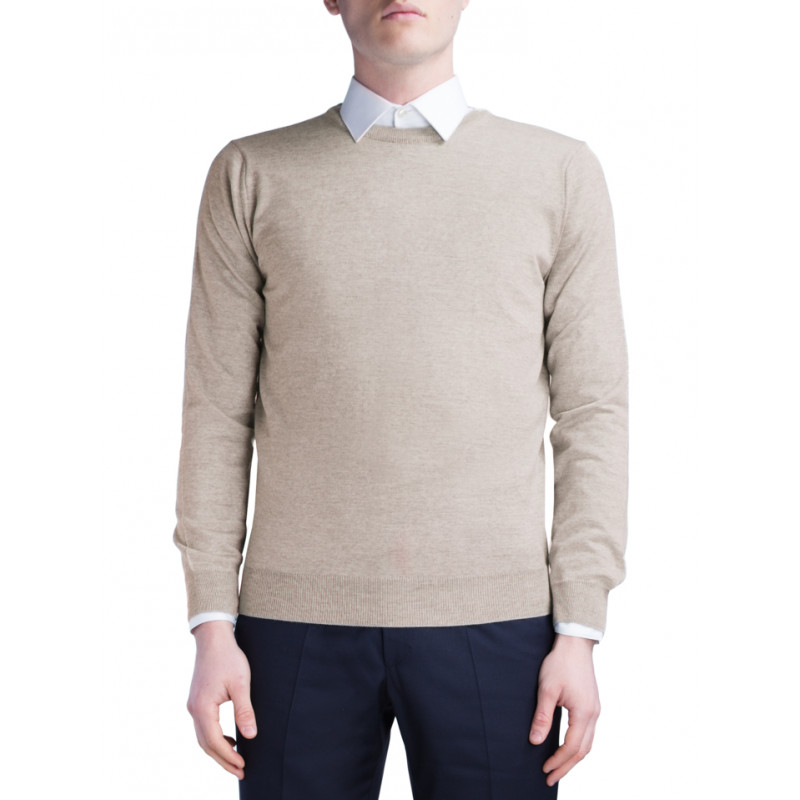 Pullover crew neck in pure merino wool