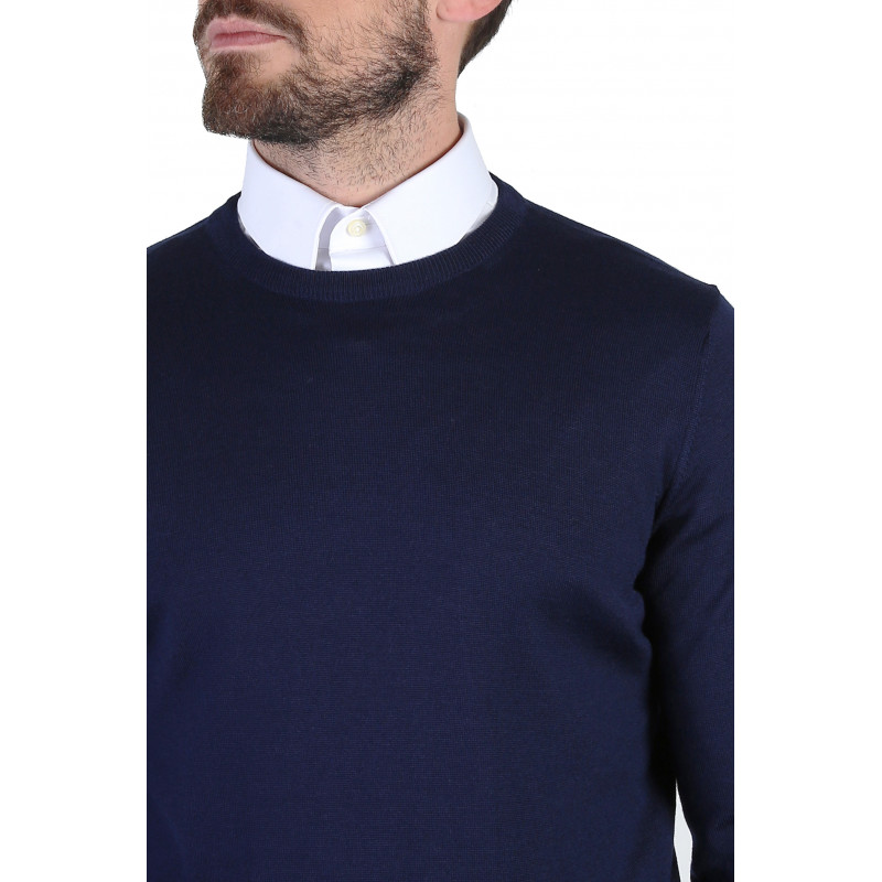 Pullover crew neck in pure merino wool