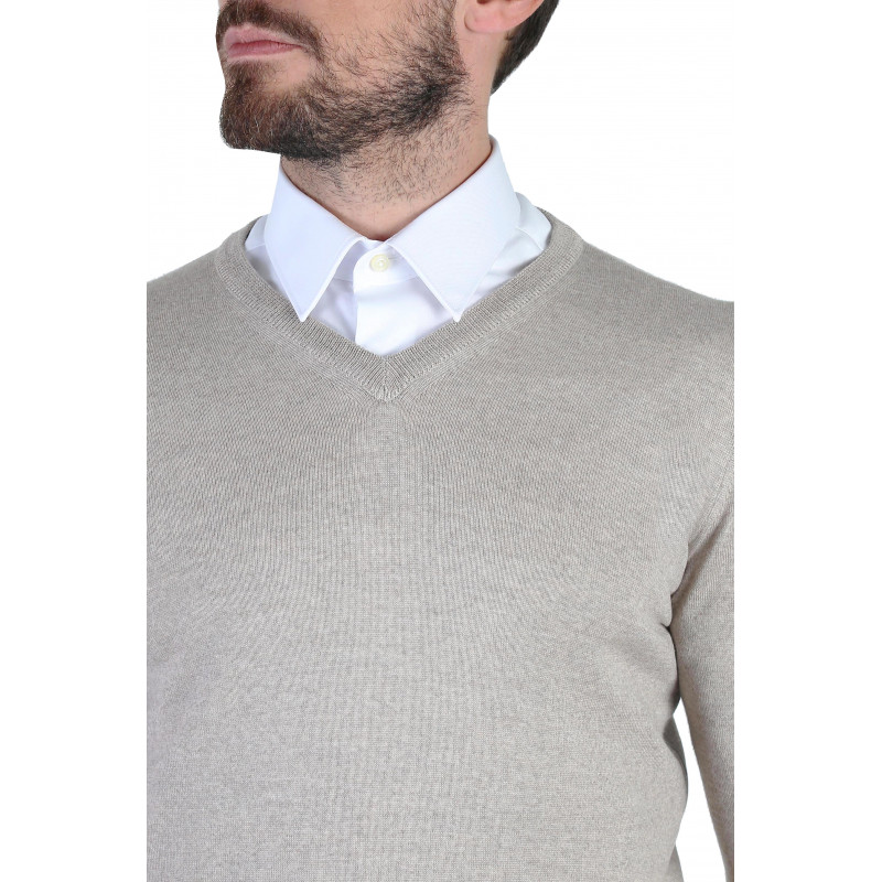Pull homme col V 100% laine Mérinos extra fine