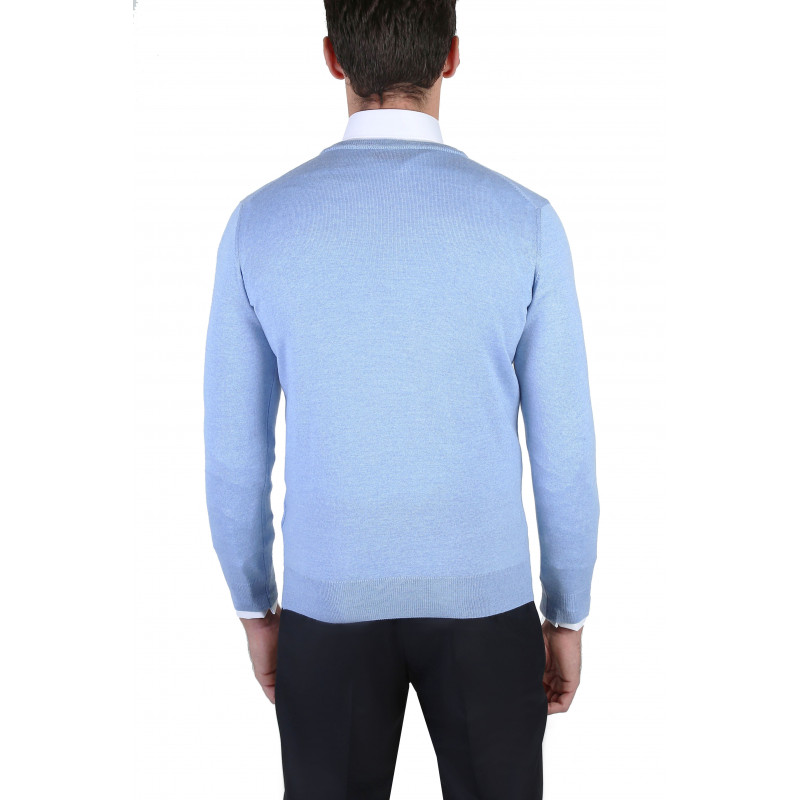 Pull homme col V 100% laine Mérinos extra fine