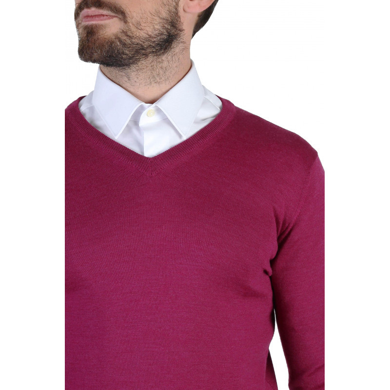 Pull homme col V 100% laine Mérinos extra fine