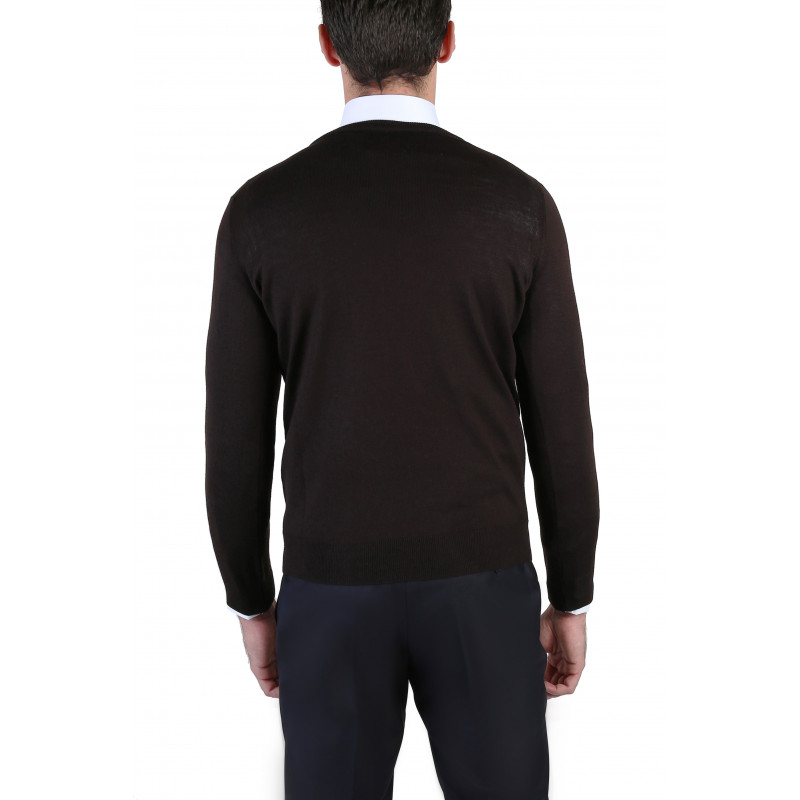Pull homme col V 100% laine Mérinos extra fine