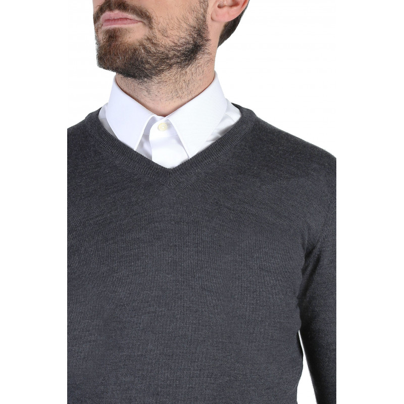 Pull homme col V 100% laine Mérinos extra fine