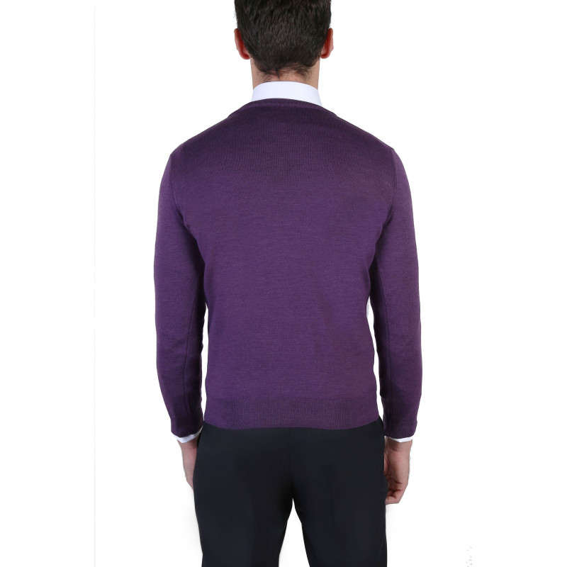 Pull homme col V 100% laine Mérinos extra fine