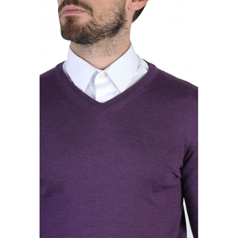Pull homme col V 100% laine Mérinos extra fine