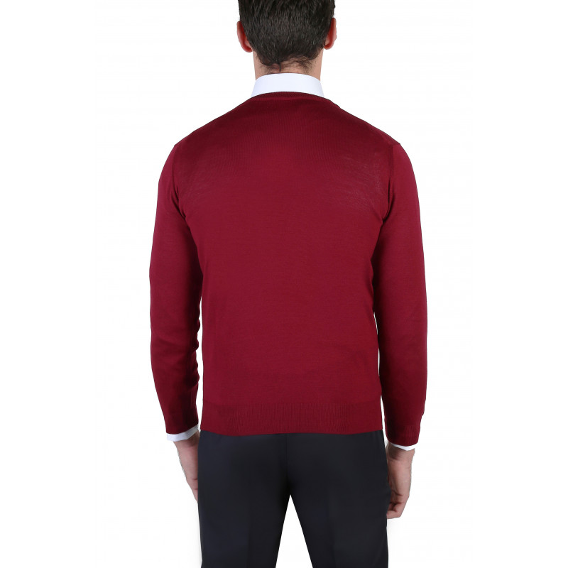 Pull homme col V 100% laine Mérinos extra fine