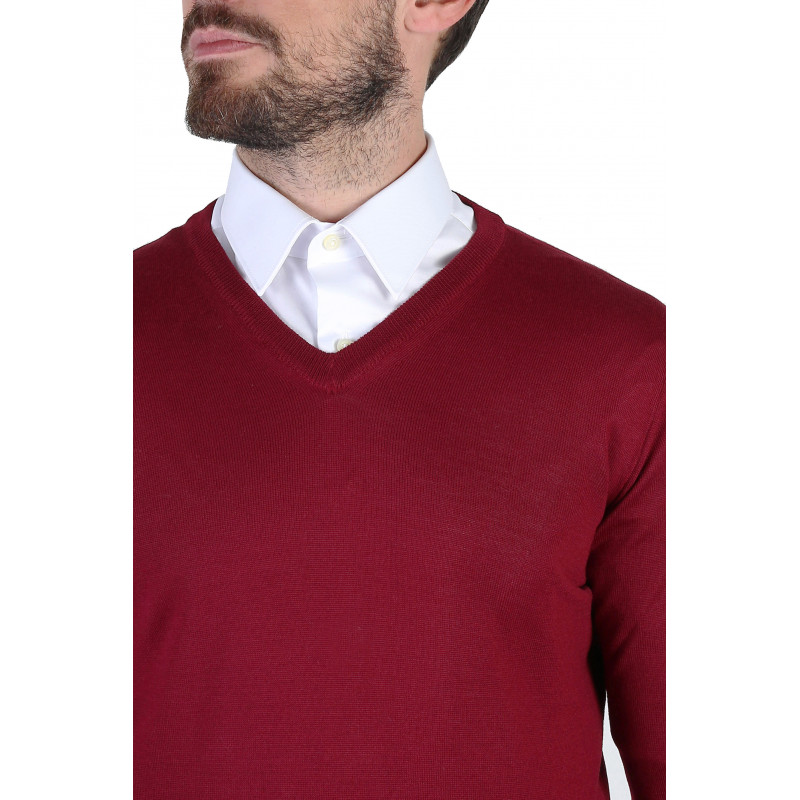 Pull homme col V 100% laine Mérinos extra fine