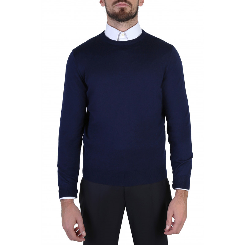 Pullover crew neck in pure merino wool