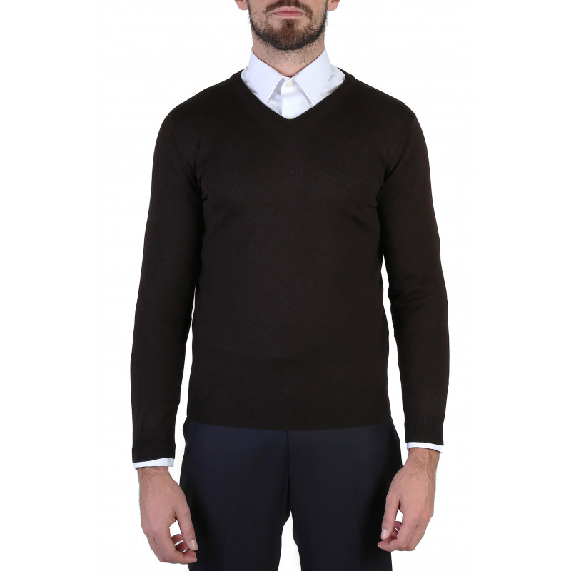 Pull homme col V 100% laine Mérinos extra fine