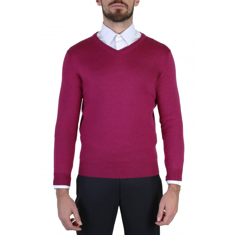 Pull homme col V 100% laine Mérinos extra fine