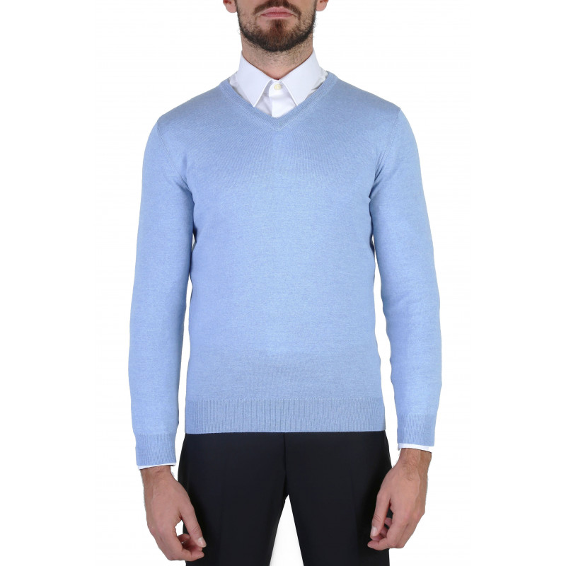 Pull homme col V 100% laine Mérinos extra fine