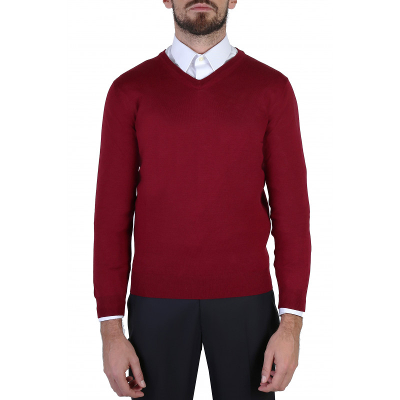 Pull homme col V 100% laine Mérinos extra fine