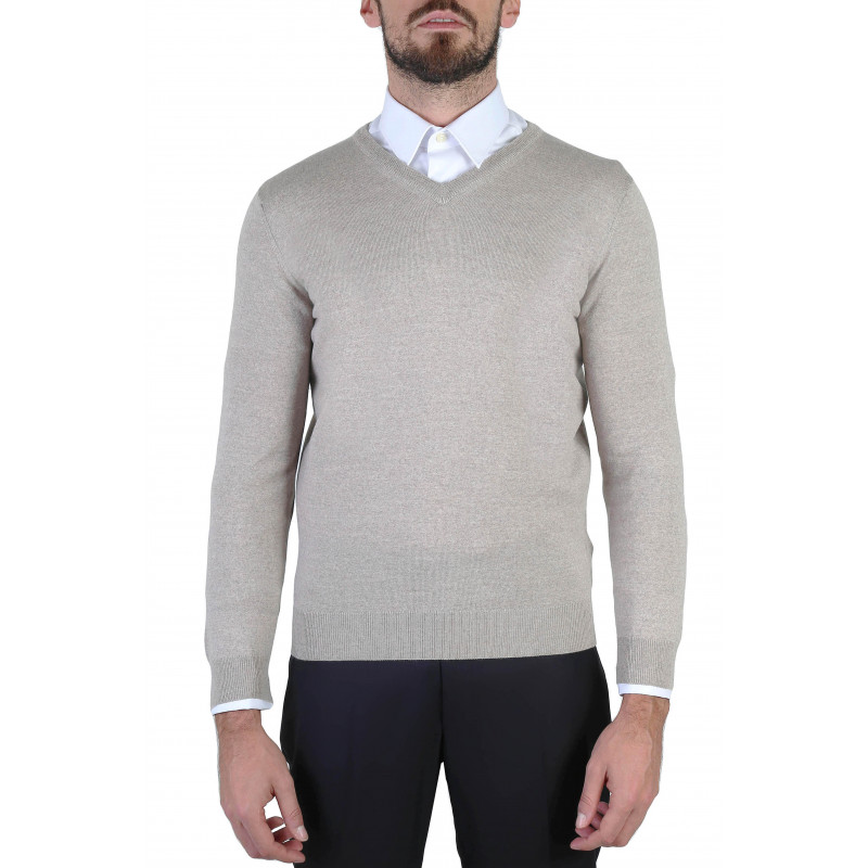 Pull homme col V 100% laine Mérinos extra fine