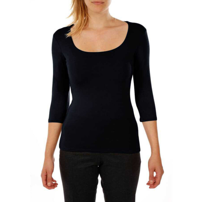 T-shirt square neck 3/4 sleeve in viscose stretch