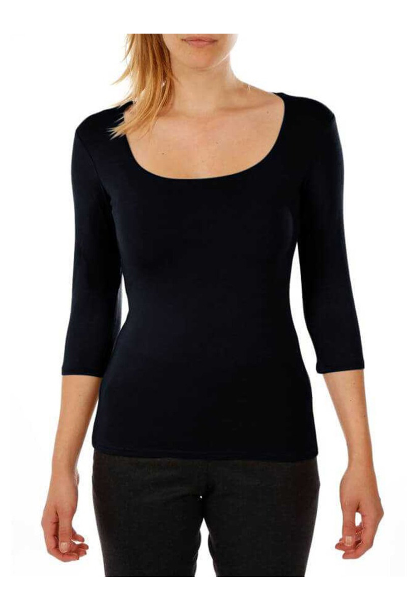 T-shirt square neck 3/4 sleeve in viscose stretch