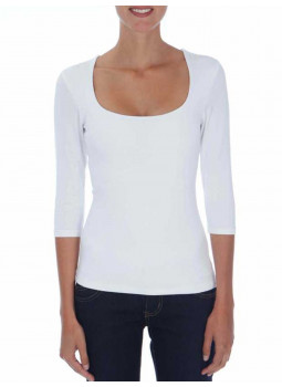 T-shirt woman square neck and three quarter sleeves in viscose stretch